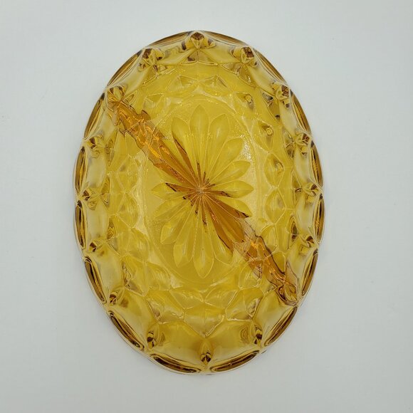 Anchor Hocking Fairfield Amber Divided Dish Gold Amber Glass Relish Nut Tray - Picture 4 of 4